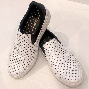 MARK NASON Los Angeles white & black Polka Dot Slip-On Sneakers size 9/39